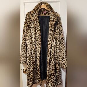 Jessica London Animal Print Faux Fur Coat